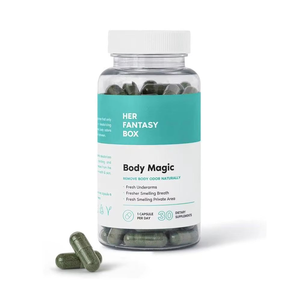 Chlorophyll Capsules Natural Body Odor Eliminator Supplement Internal Deodorant for Bad Breath & Sweat 30 Vegan Capsules